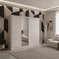 Alvira Cashmere Taupe 251cm Extra Large Mirrored Sliding Door Wardrobe