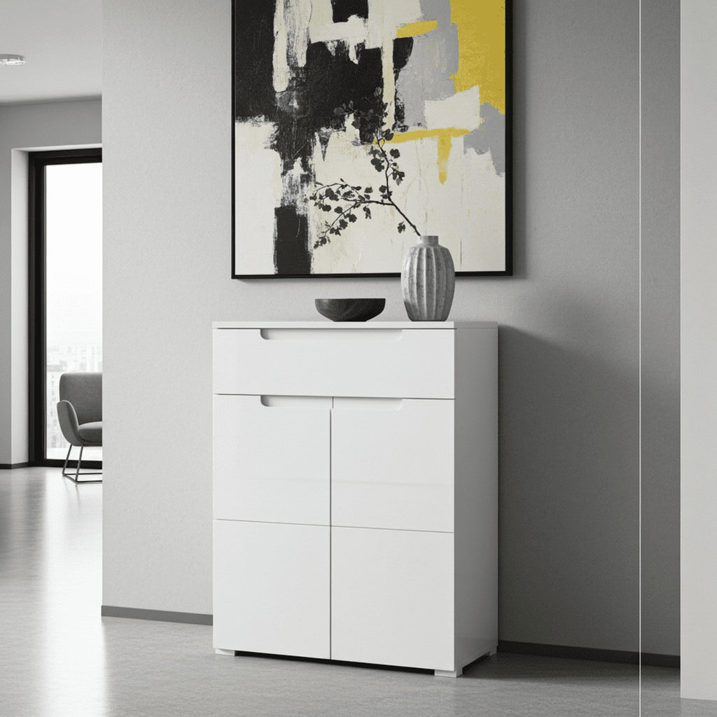 Santino White High Gloss Tall Sideboard