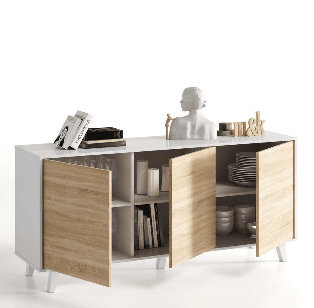 Toris Sideboard White with Oak Effect