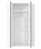 Santino Full Mirrored and White 2 Door Corner Wardrobe