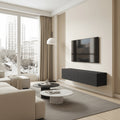 Como Black Slat Effect Wall Mounted Floating Small TV Unit