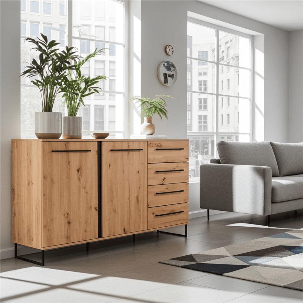 Sorrento Oak Effect 2 Door 4 Drawer Sideboard