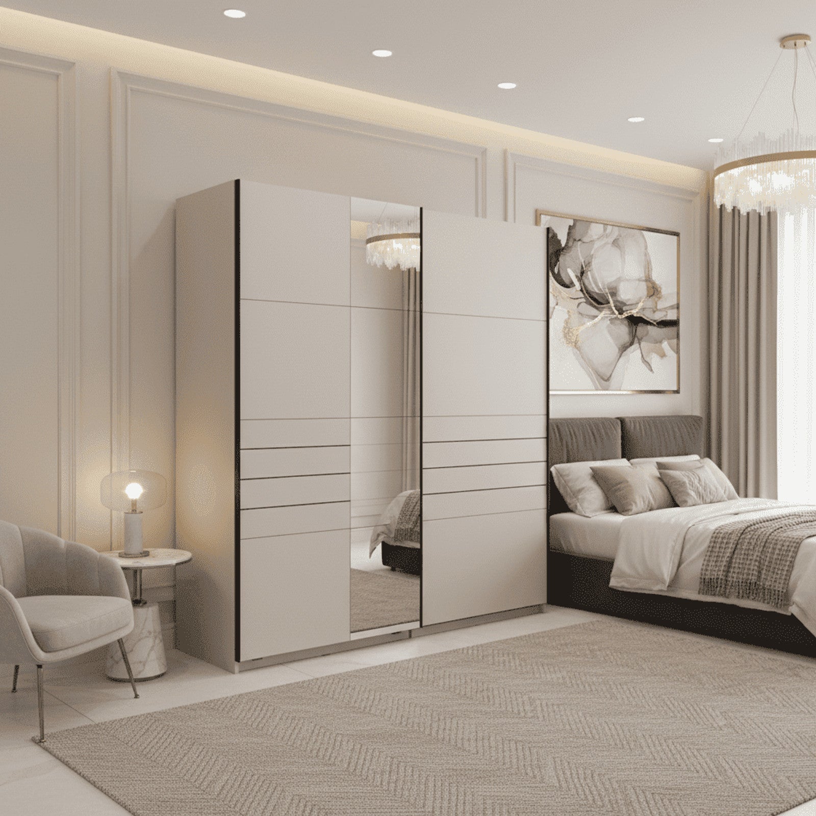 Weyma 200cm Cashmere Sliding Door Wardrobe