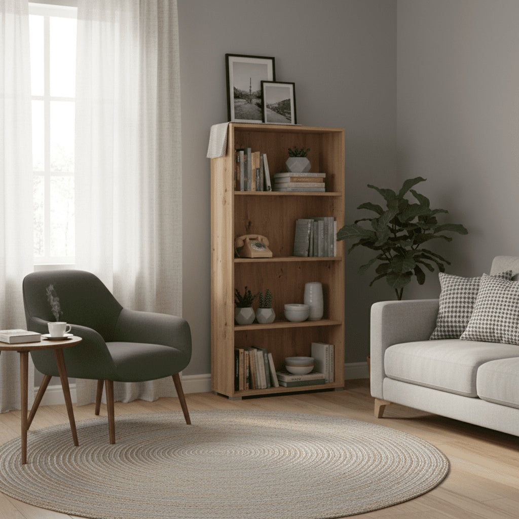 Thomas Artisan Oak Effect Slim Low Short Bookcase