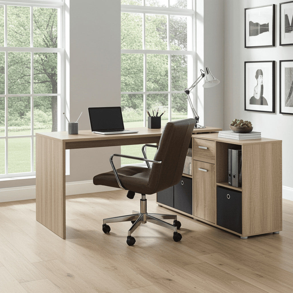 Luiz Oak Flexi Corner Office Desk