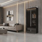 Elise Black High Gloss And Grey 1 Glass Door Display Cabinet