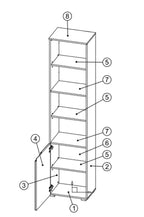 Santino Tall Narrow Bookcase with White Gloss Door
