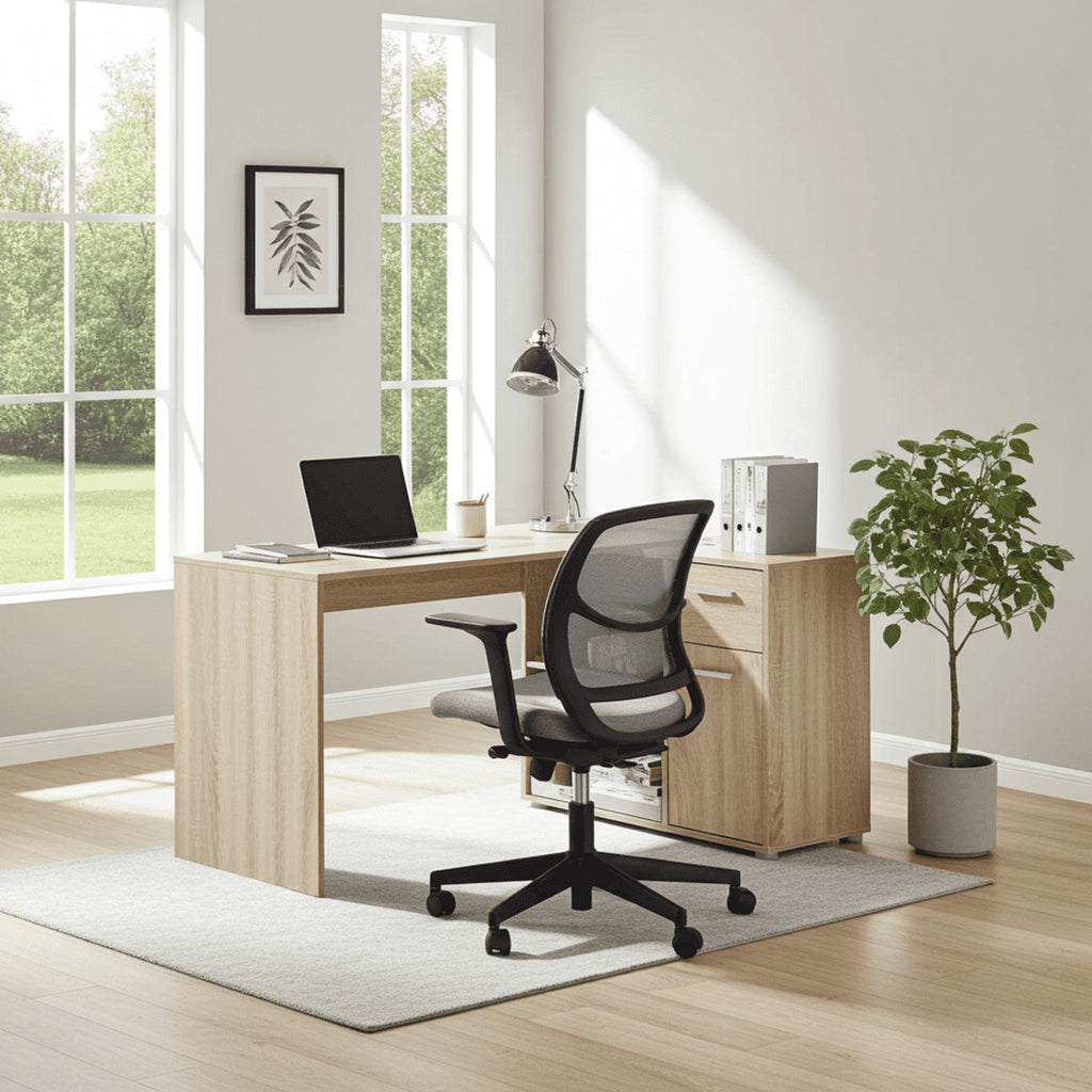 Carin Corner Flexi Desk Oak Effect