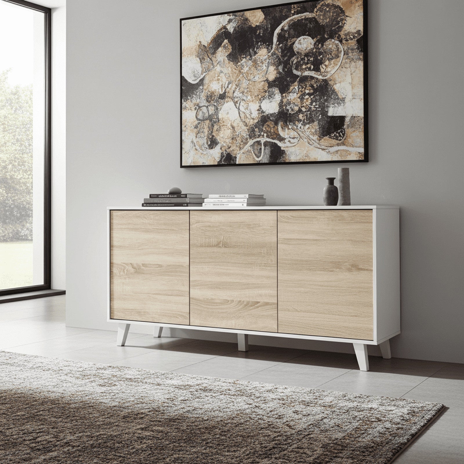 Toris Sideboard White with Oak Effect