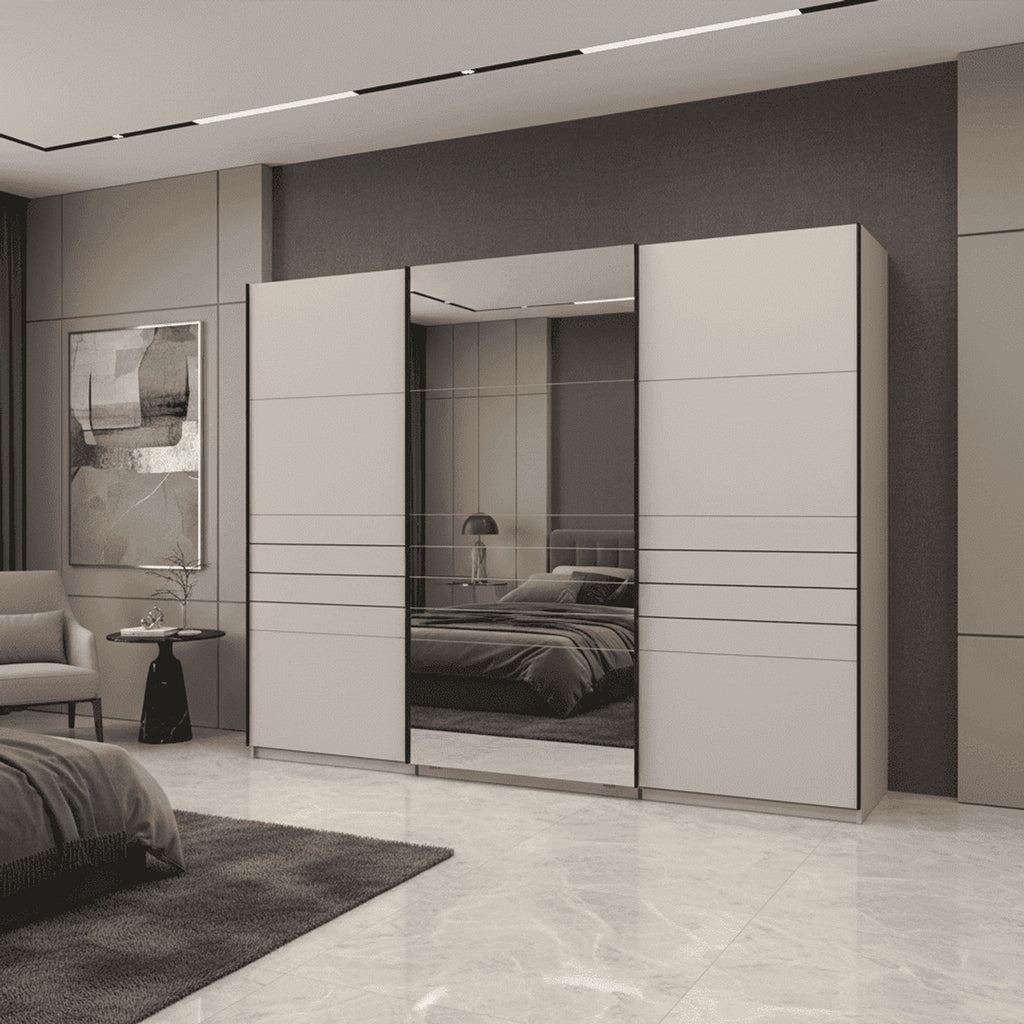Weyma 270cm Cashmere Sliding Door Wardrobe