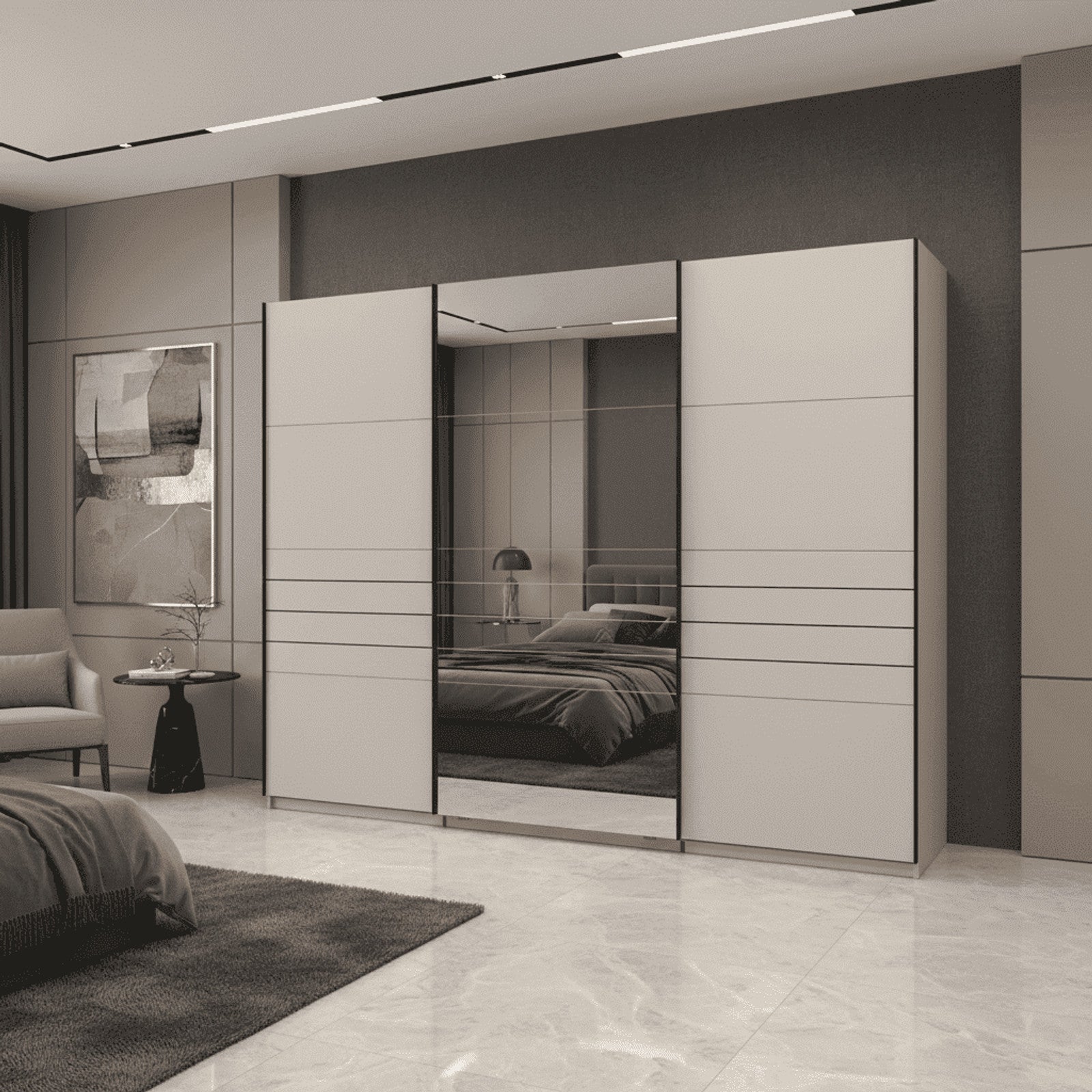 Weyma 270cm Cashmere Sliding Door Wardrobe