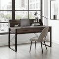 Reusch Dark Walnut Effect Writing Study Desk with Drawers and Hutch