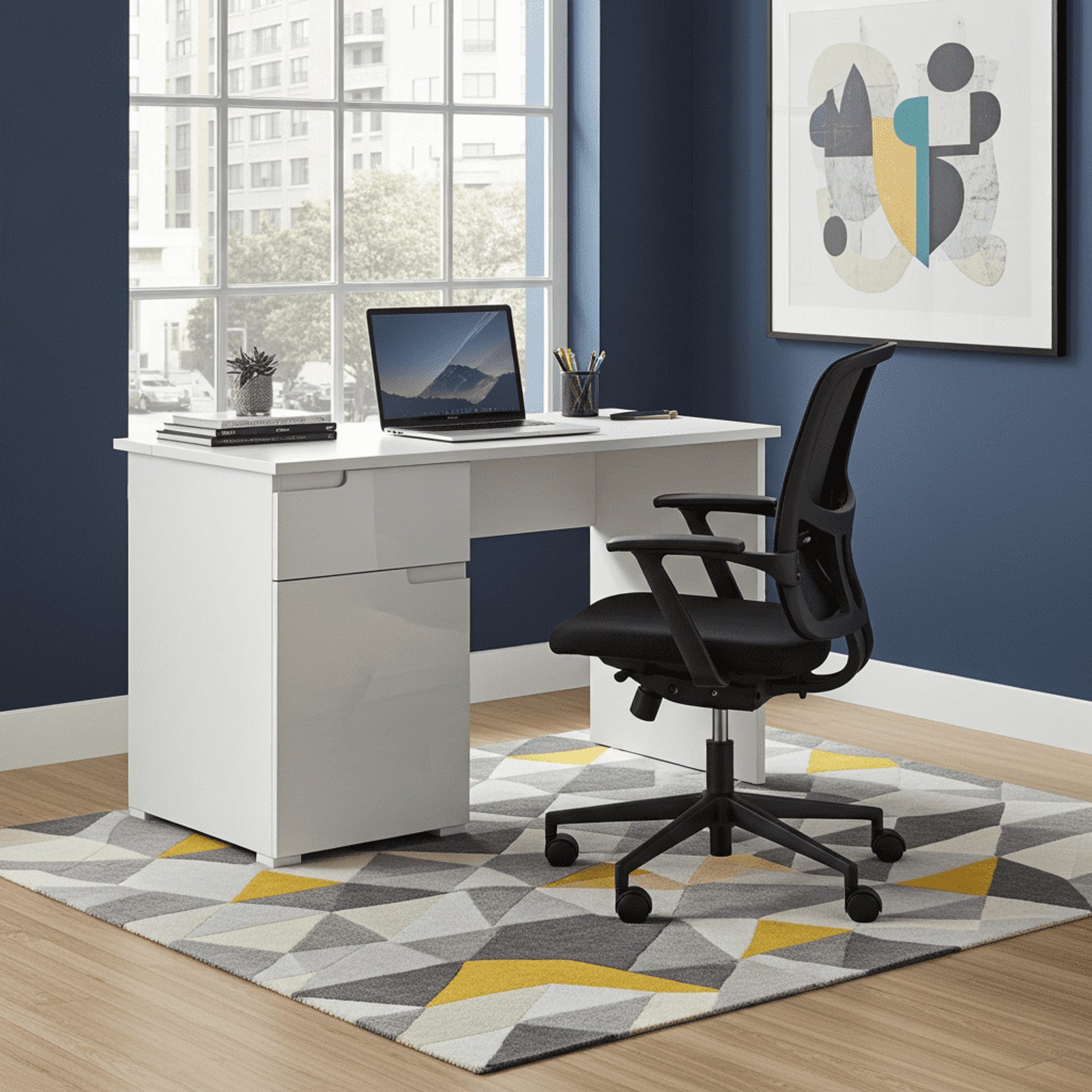 Santino White Gloss Computer Desk