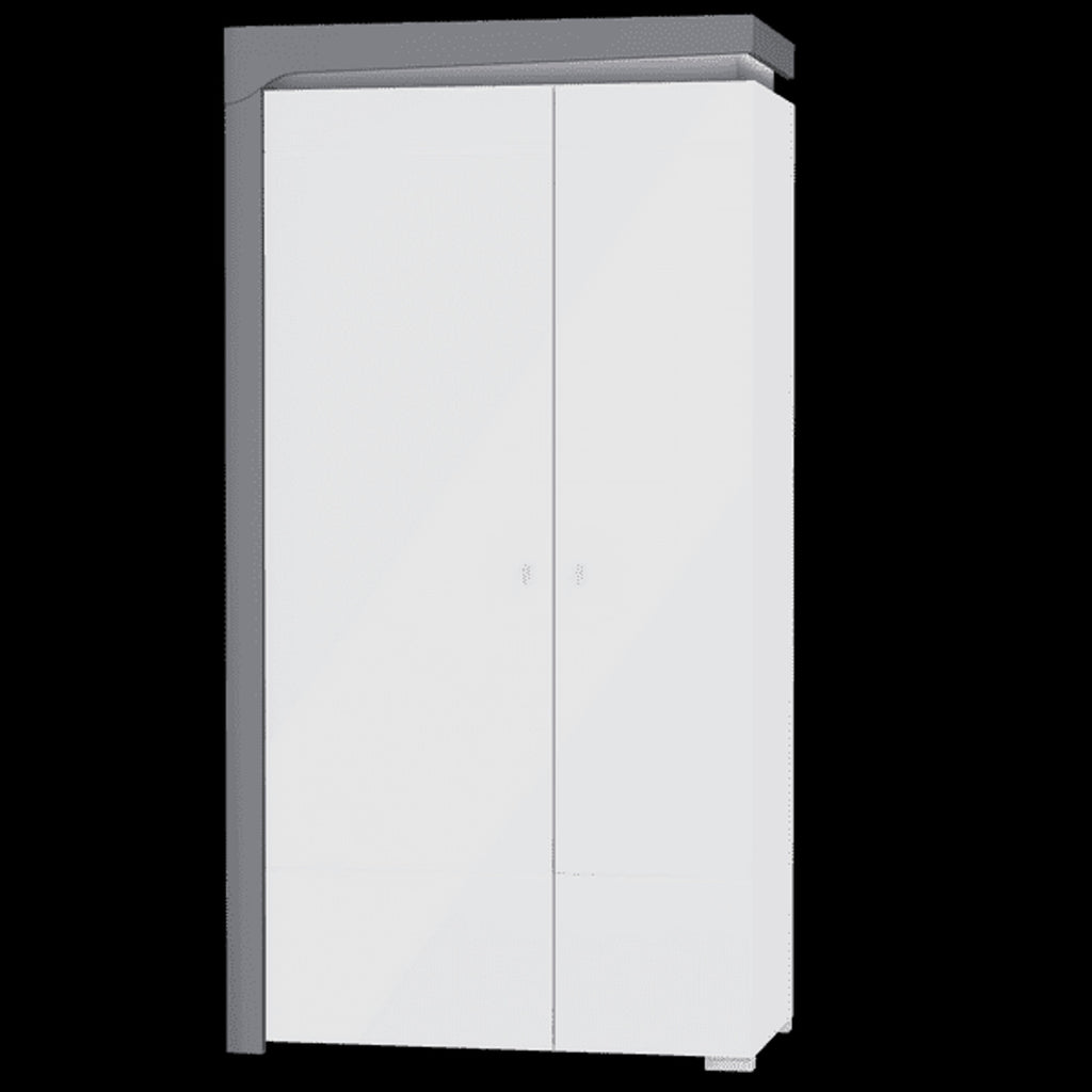 Athens Grey And White Gloss 2 Door Wardrobe With LED Lights