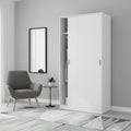 Hansen White Small Narrow Sliding 2 Door Wardrobe