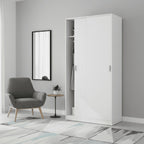 Hansen White Small Narrow Sliding 2 Door Wardrobe