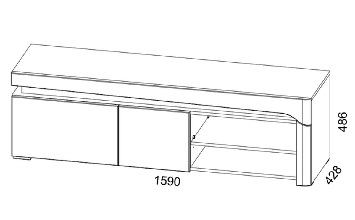 Athens Grey And White Gloss TV Unit — angled product view