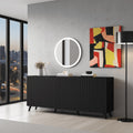 Atlantis Matte Black Wide 4 Door Sideboard
