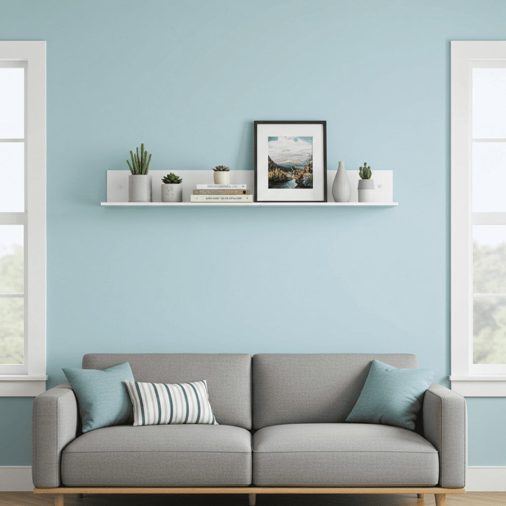 Santino White Gloss Long Floating Wall Shelf