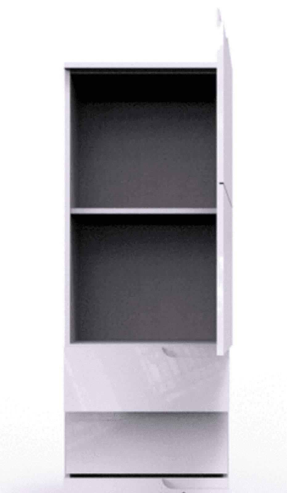 Santino White Gloss Slim Tallboy Storage Unit with Cupboard and Drawers — front product view