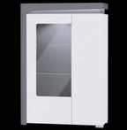Athens Grey And White Gloss Low Wide Display Cabinet with LED Lights