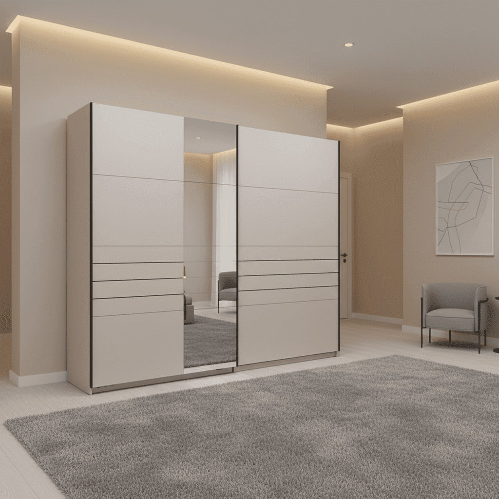 Weyma 245cm Cashmere Sliding Door Wardrobe