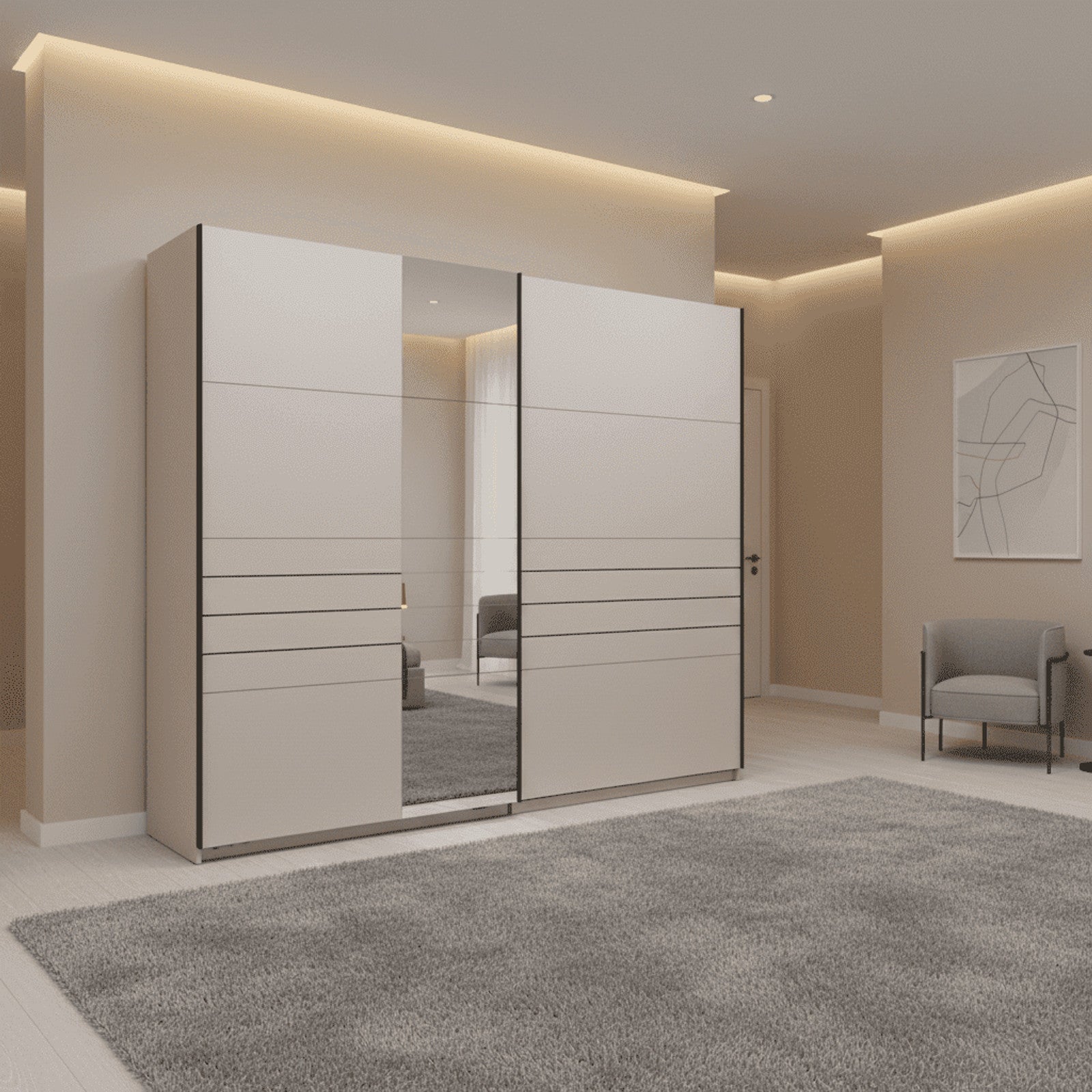 Weyma 245cm Cashmere Sliding Door Wardrobe
