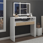 Turin White and Oak Desk/Dressing Table or Console Table