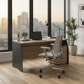 Oris Oak and Grey Large Desk With Drawers