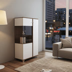 Merlot White Gloss Oak Effect Low Display Cabinet