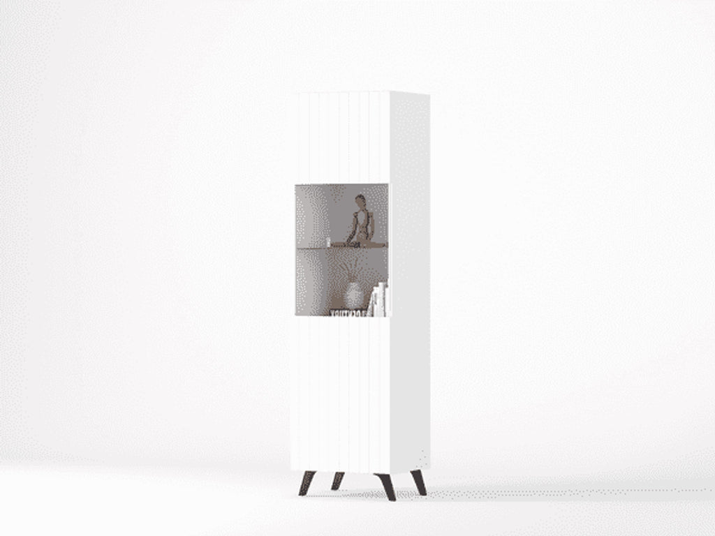 Atlantis Matte White Tall Display Cabinet