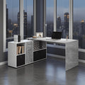 Luiz Concrete Grey and White Corner Desk