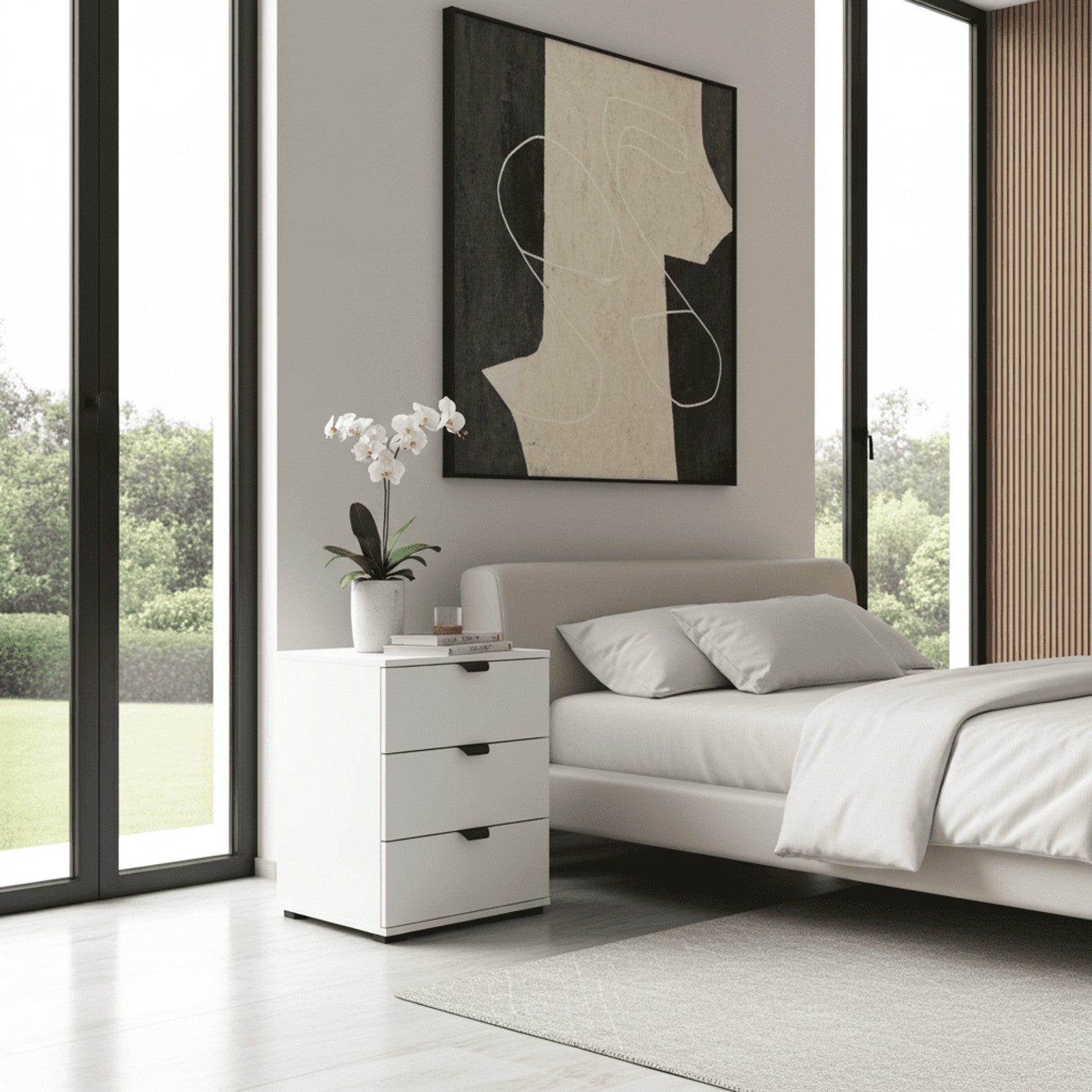 Limone Arctic White 3 Drawer Bedside Table