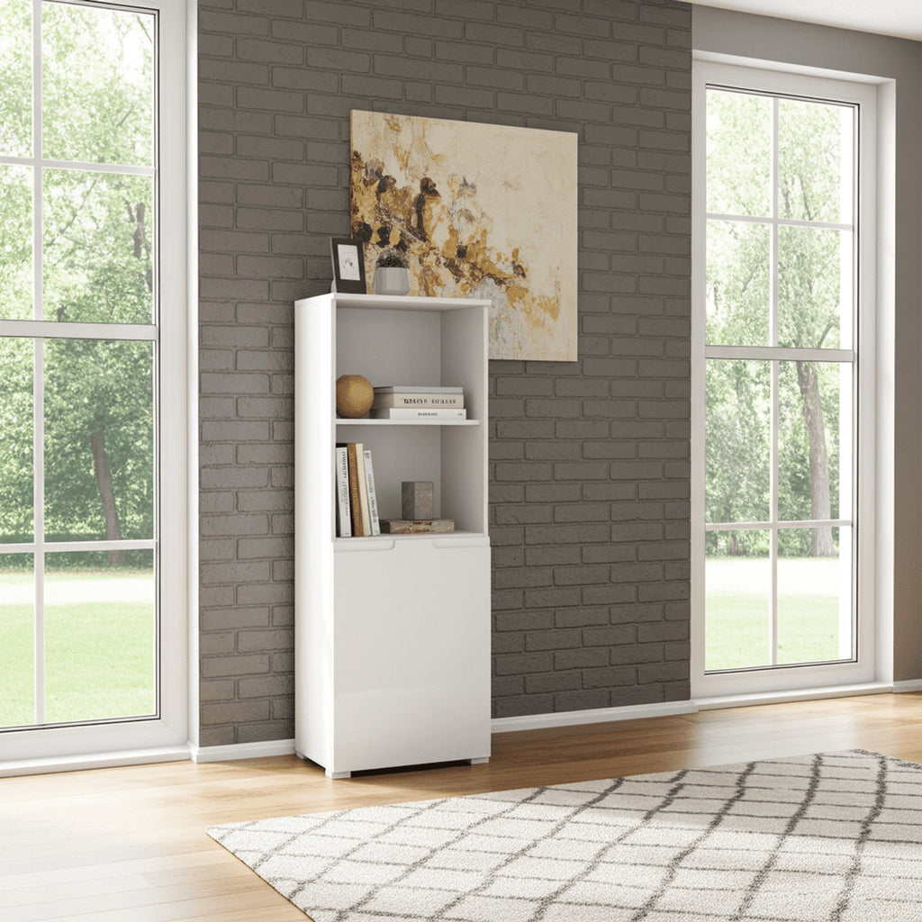 Santino White Gloss Short Narrow Bookcase