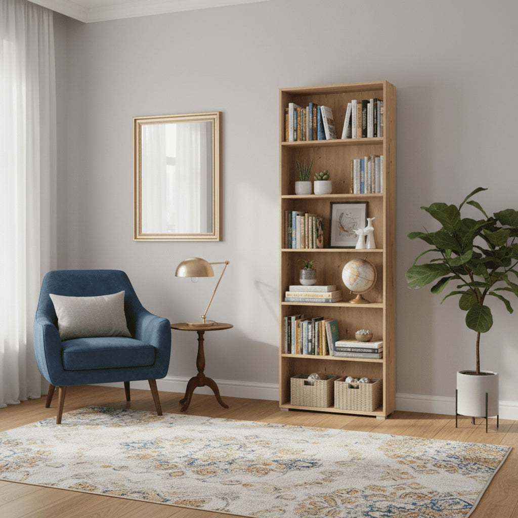 Thomas Artisan Oak Effect Slim 211.5cm Tall Bookcase
