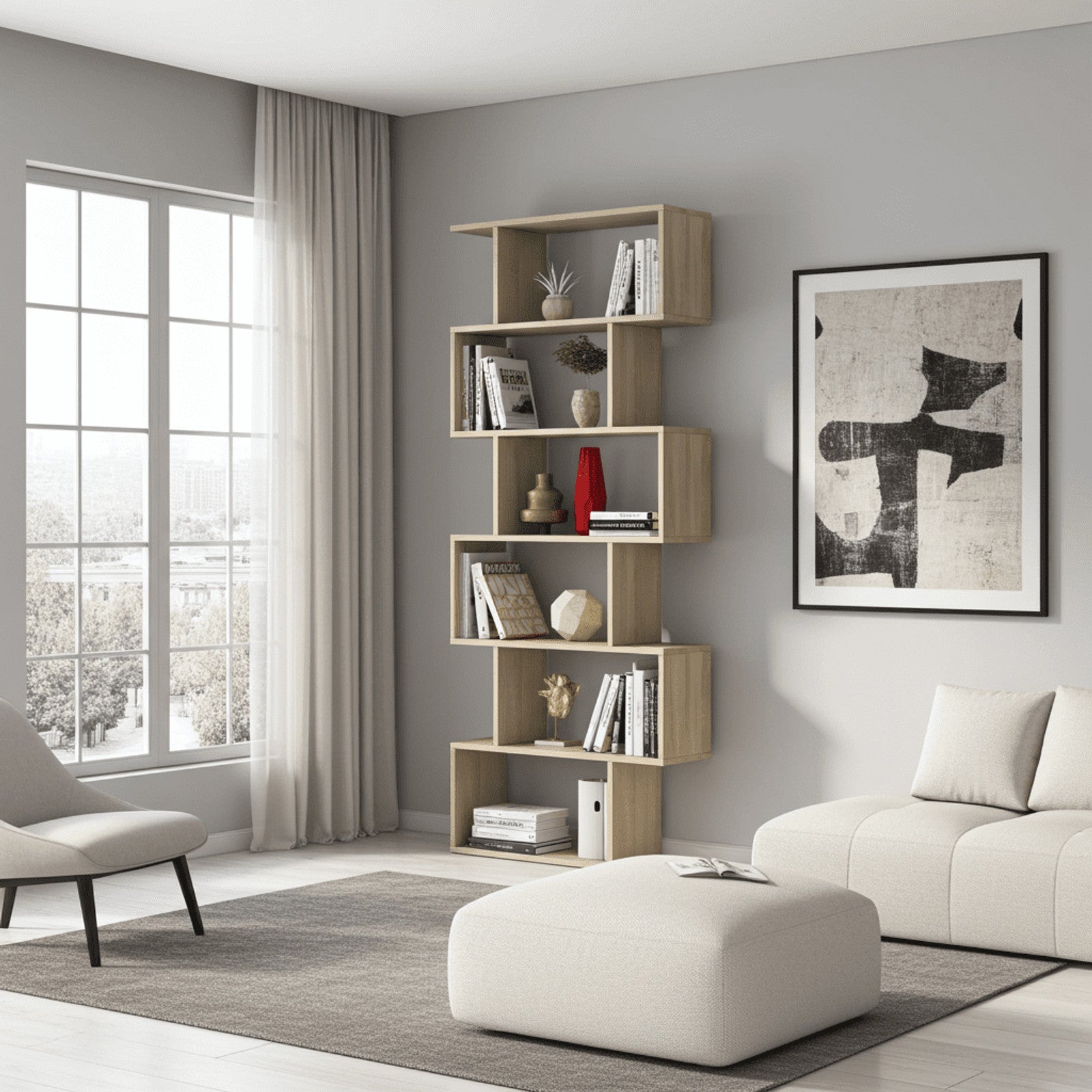 Zing Oak Effect Bookcase