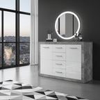Pietra 117cm Grey and White Gloss 2 Door 4 Drawer Sideboard