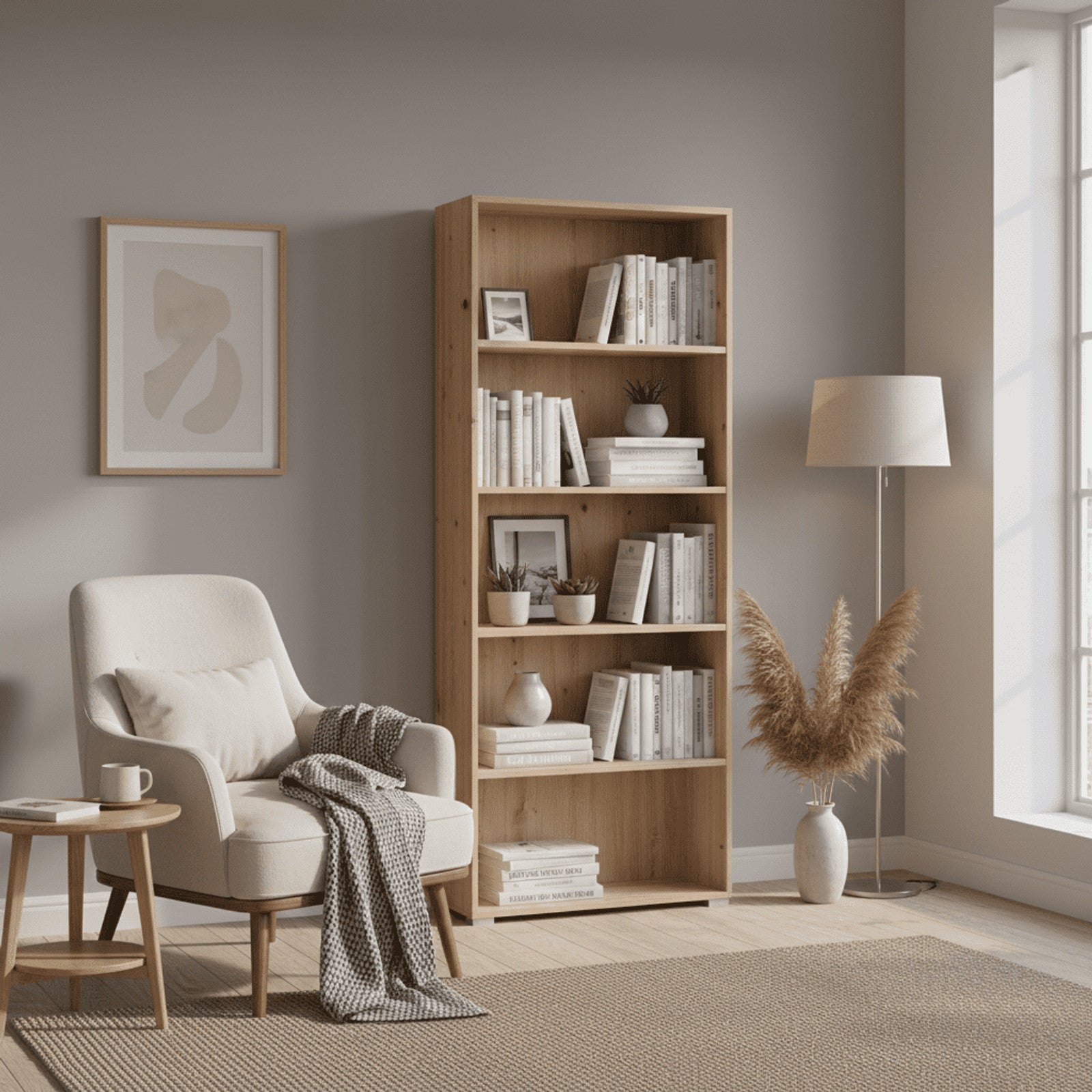 Thomas Artisan Oak Effect Slim 176.5cm Tall Bookcase