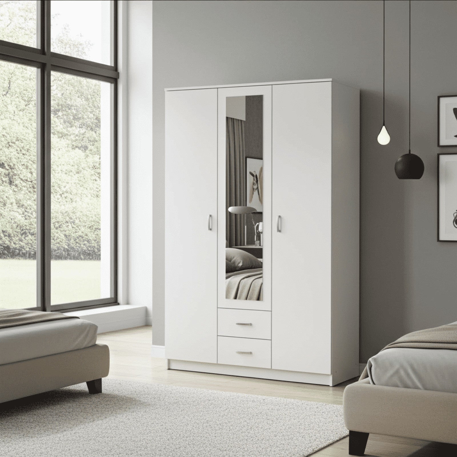 Kano White 3 Door Wardrobe