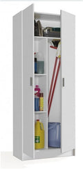 Utility Multi Purpose White 2 Door Storage Broom Cupboard
