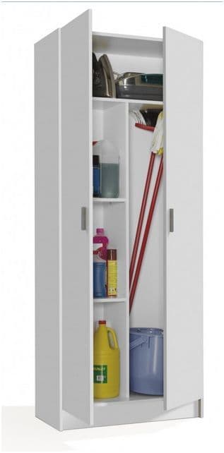 Utility Multi Purpose White 2 Door Storage Broom Cupboard — main product view