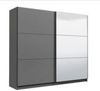 Valentina Grey 220cm Sliding Wardrobe with Mirror — front angled view