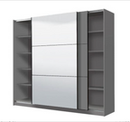 Valentina Grey 220cm Sliding Wardrobe with Mirror — open storage view
