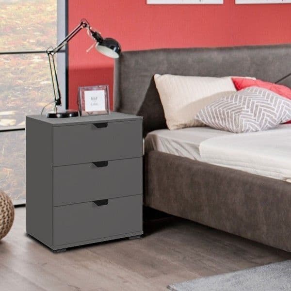 Valentina Grey 3 Drawer Bedside Table — main product view