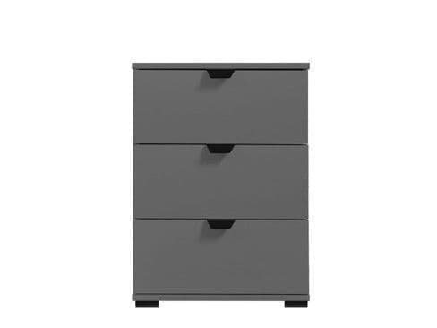 Valentina Grey 3 Drawer Bedside Table
