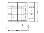 Valentina Grey 220cm Sliding Wardrobe with Mirror — dimensions and layout