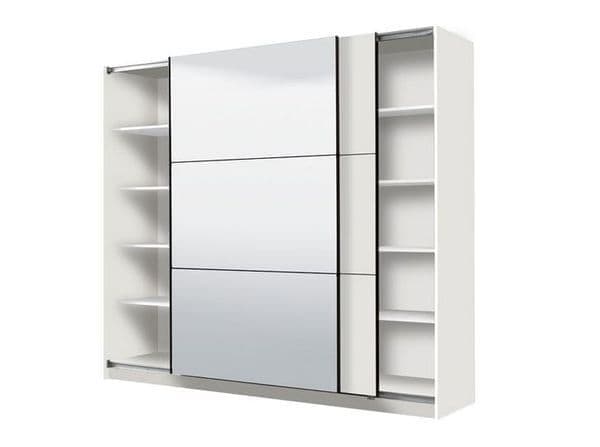 Valentina White 220cm Sliding Wardrobe with Mirror — angled product view