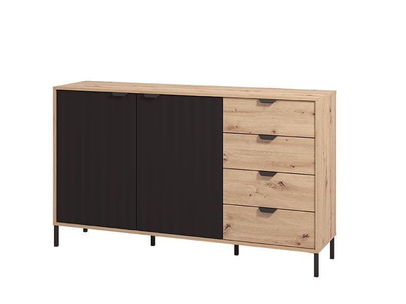 Vilamoura Artisan Oak Effect And Black Sideboard — angled product view