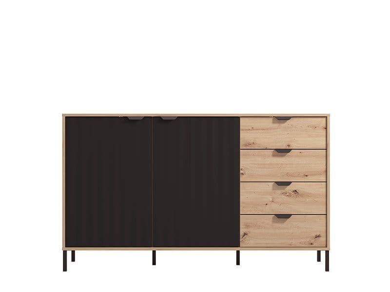 Vilamoura Artisan Oak Effect And Black Sideboard — front product view