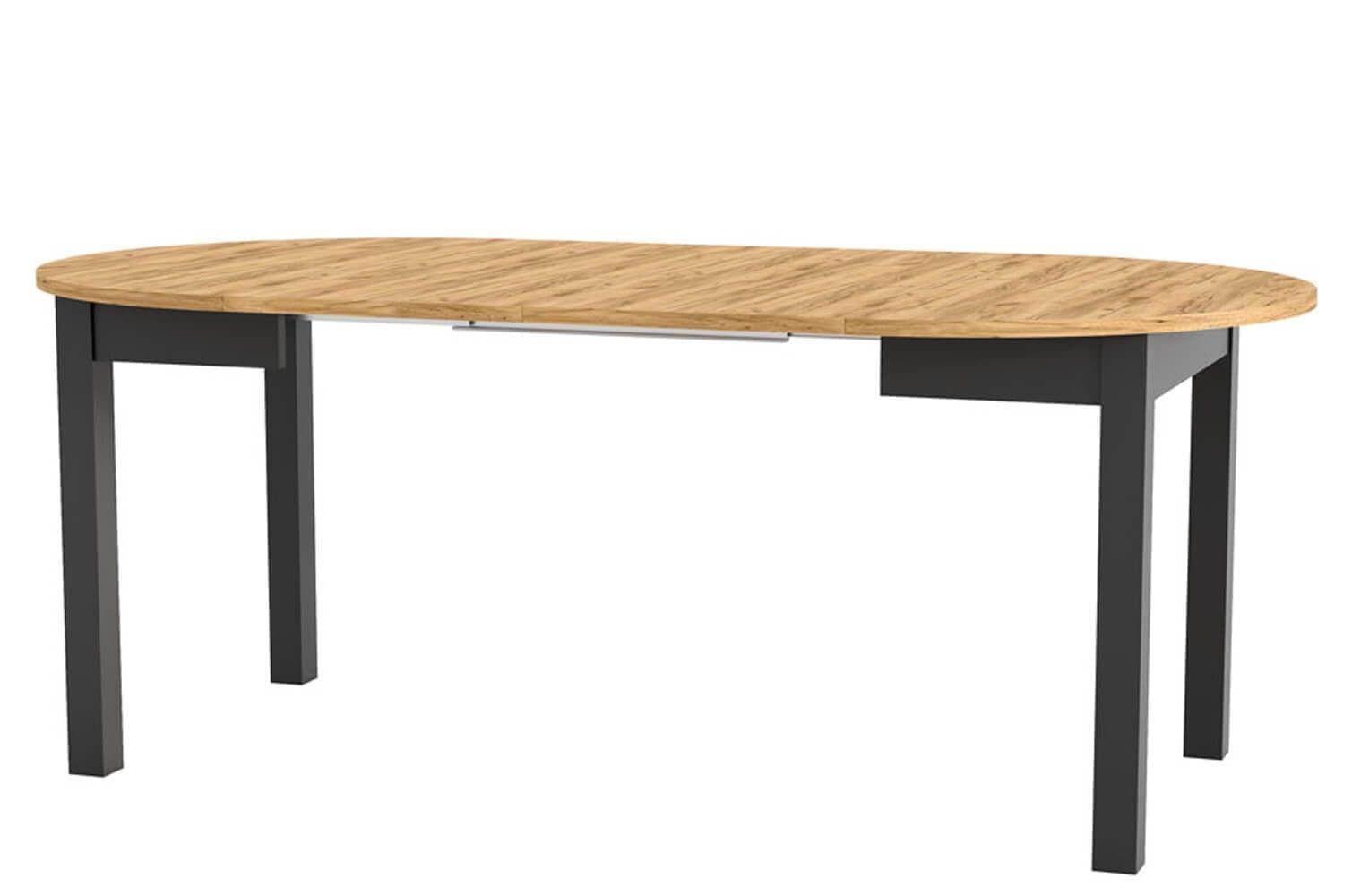 Wiktor Black And Oak Effect Round Extending Dining Table